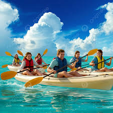 "Beyond the Horizon: One Epic Adventure Awaits!" adventurers kayaking